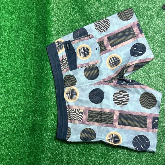 Volcom Blue and Pink Board Shorts with Geometric Design - Picture 5 of 5